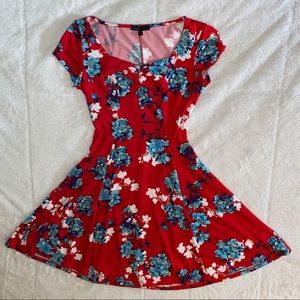 Red Velvet Floral Dress